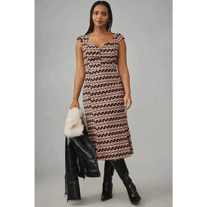 NWT Anthropologie The Cecily Fit & Flare Sweetheart Dress Sz Plus 1X Brown ND408